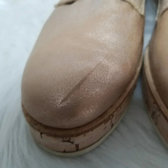 AGL 36 Juliet  Calf Leather Rose Metallic Oxfords Cork Rubber Soles - Picture 9 of 16